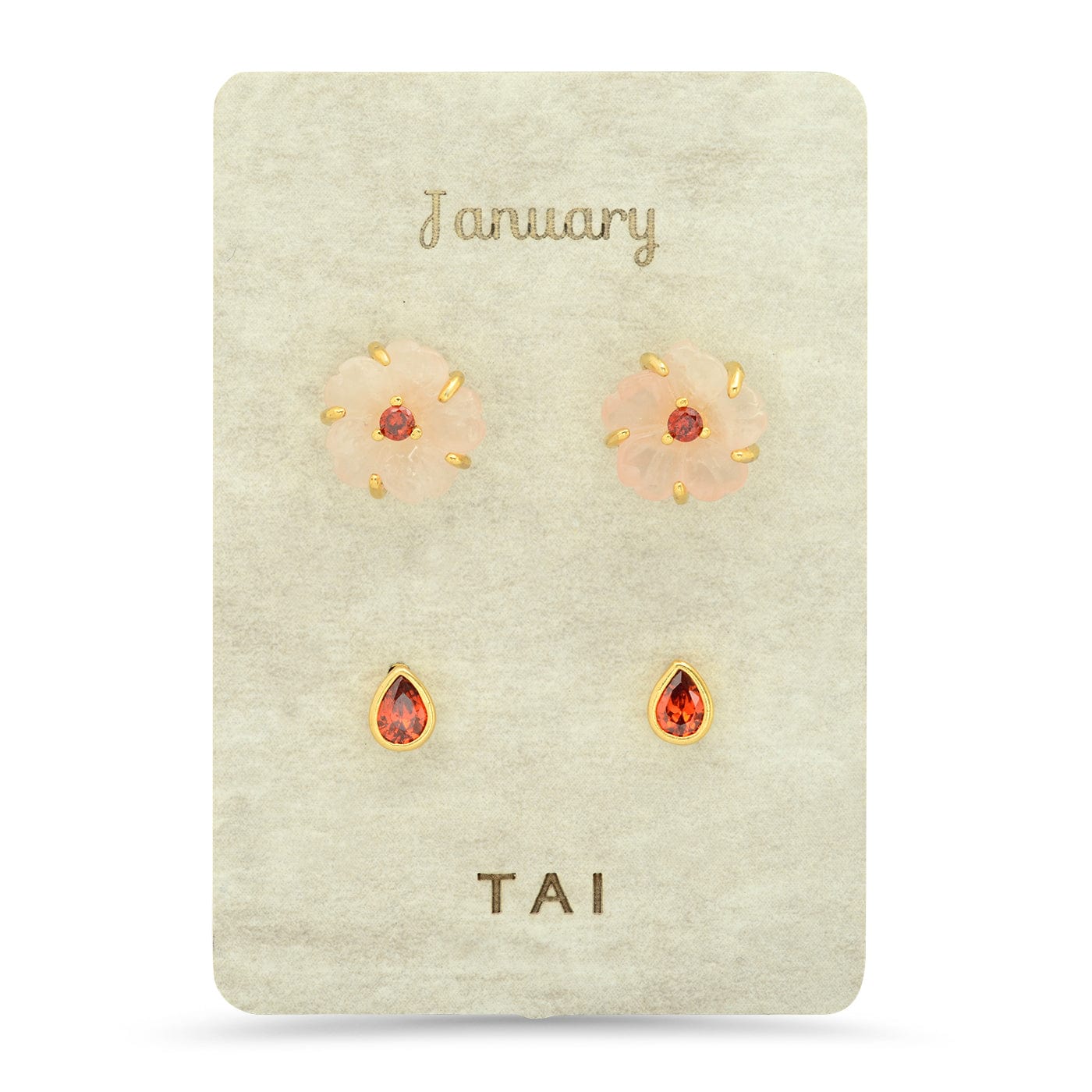 TAI JEWELRY | Rose Quartz Birthstone Earring Set | Earrings |