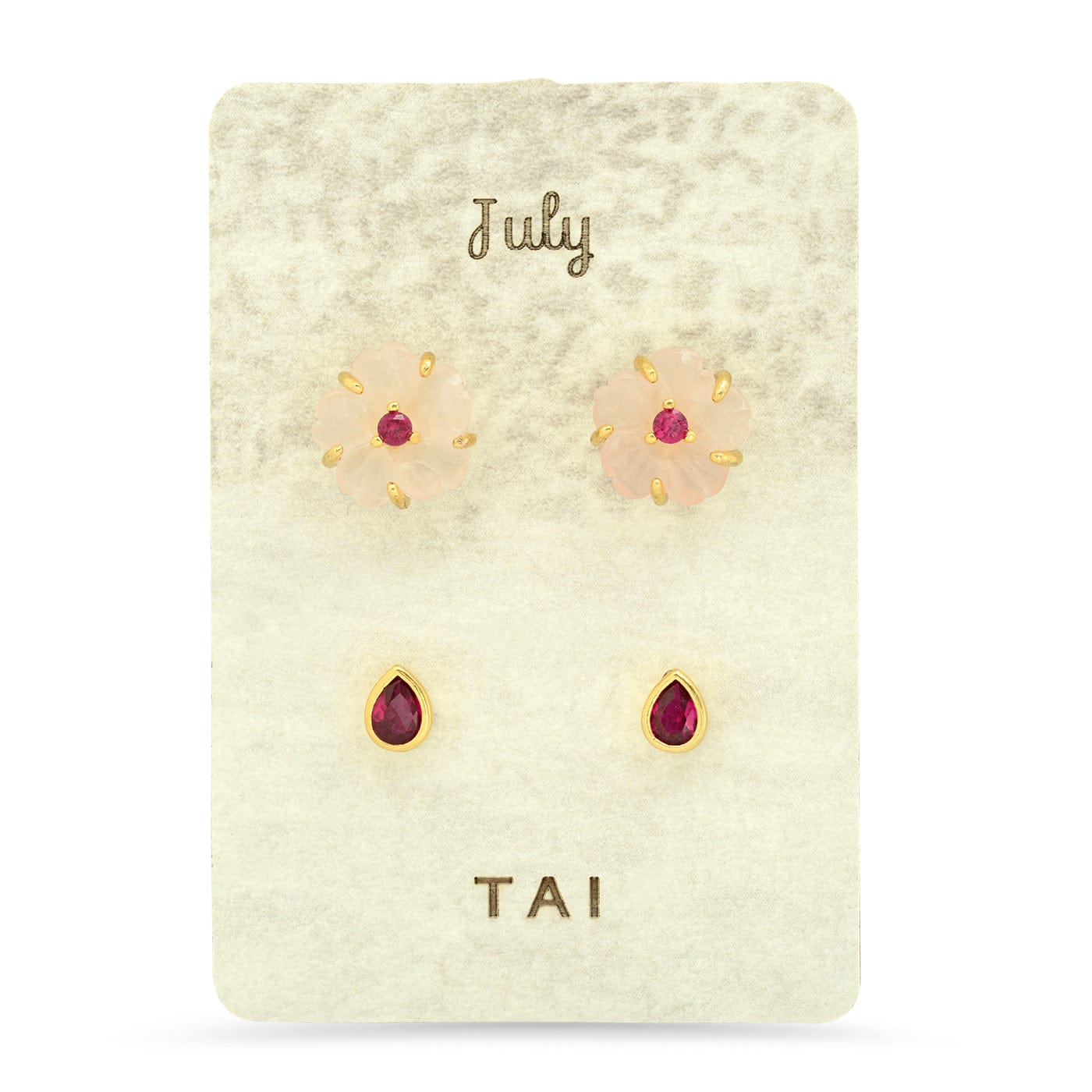 TAI JEWELRY | Rose Quartz Birthstone Earring Set | Earrings |