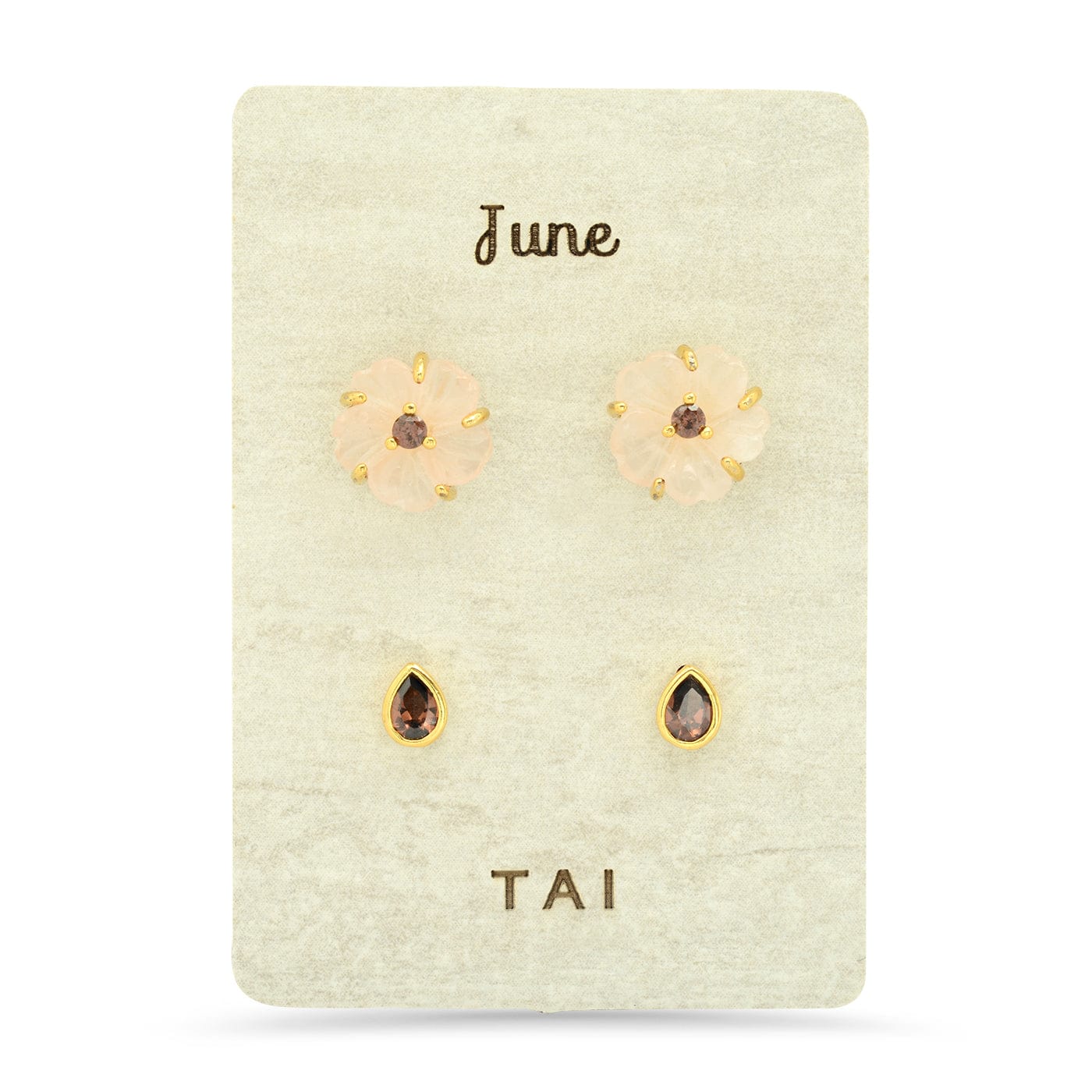 TAI JEWELRY | Rose Quartz Birthstone Earring Set | Earrings |