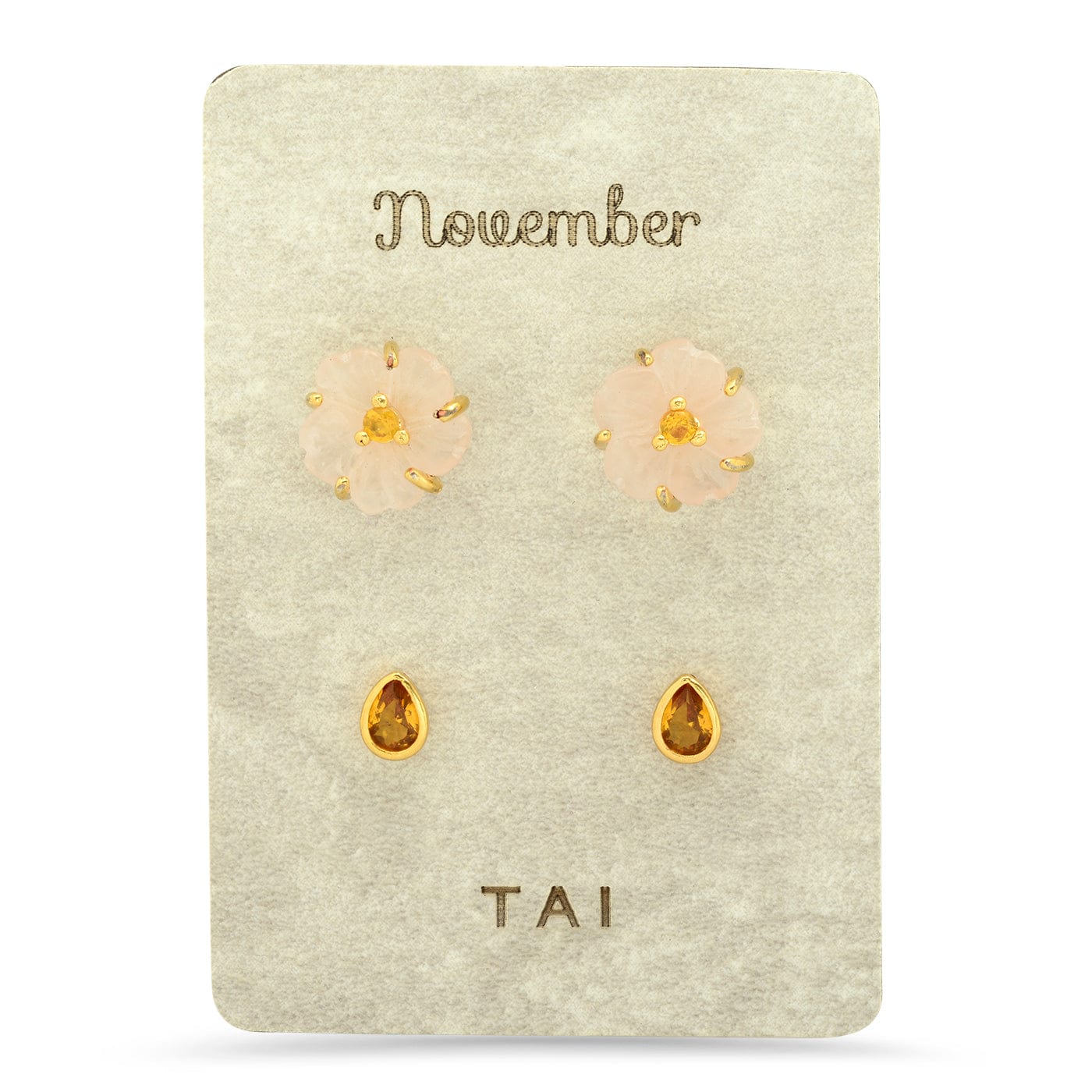 TAI JEWELRY | Rose Quartz Birthstone Earring Set | Earrings |