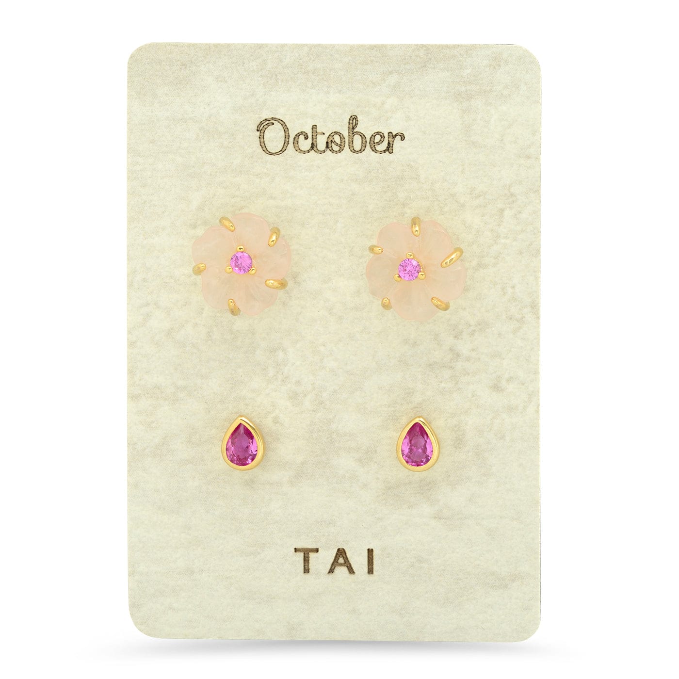 TAI JEWELRY | Rose Quartz Birthstone Earring Set | Earrings |