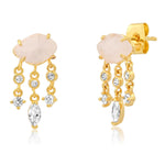 TAI JEWELRY Earrings Rose Quartz Rose Quartz Studs With CZ Dangles