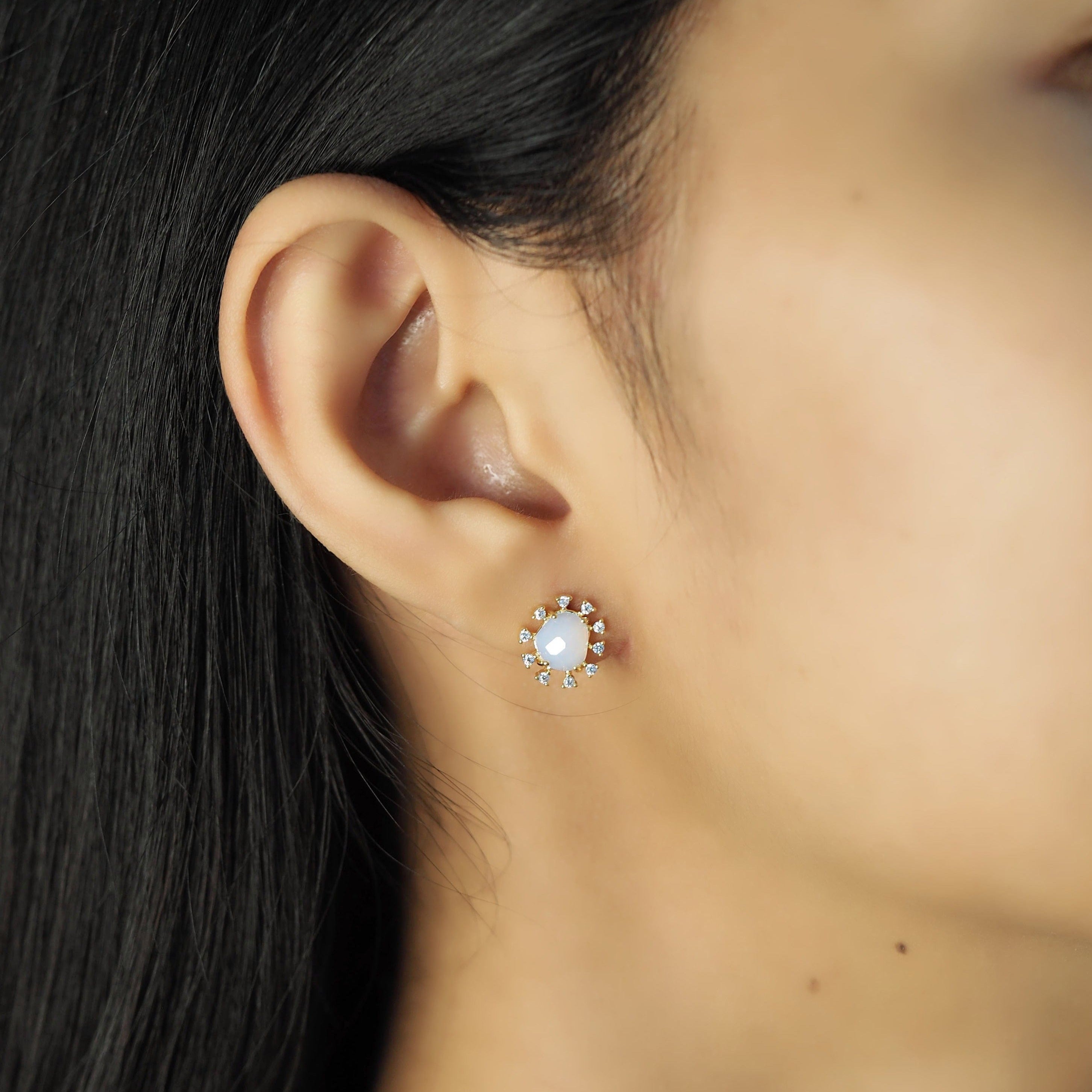TAI JEWELRY | Rough Cut Rock Crystal Starburst Studs | Earrings |