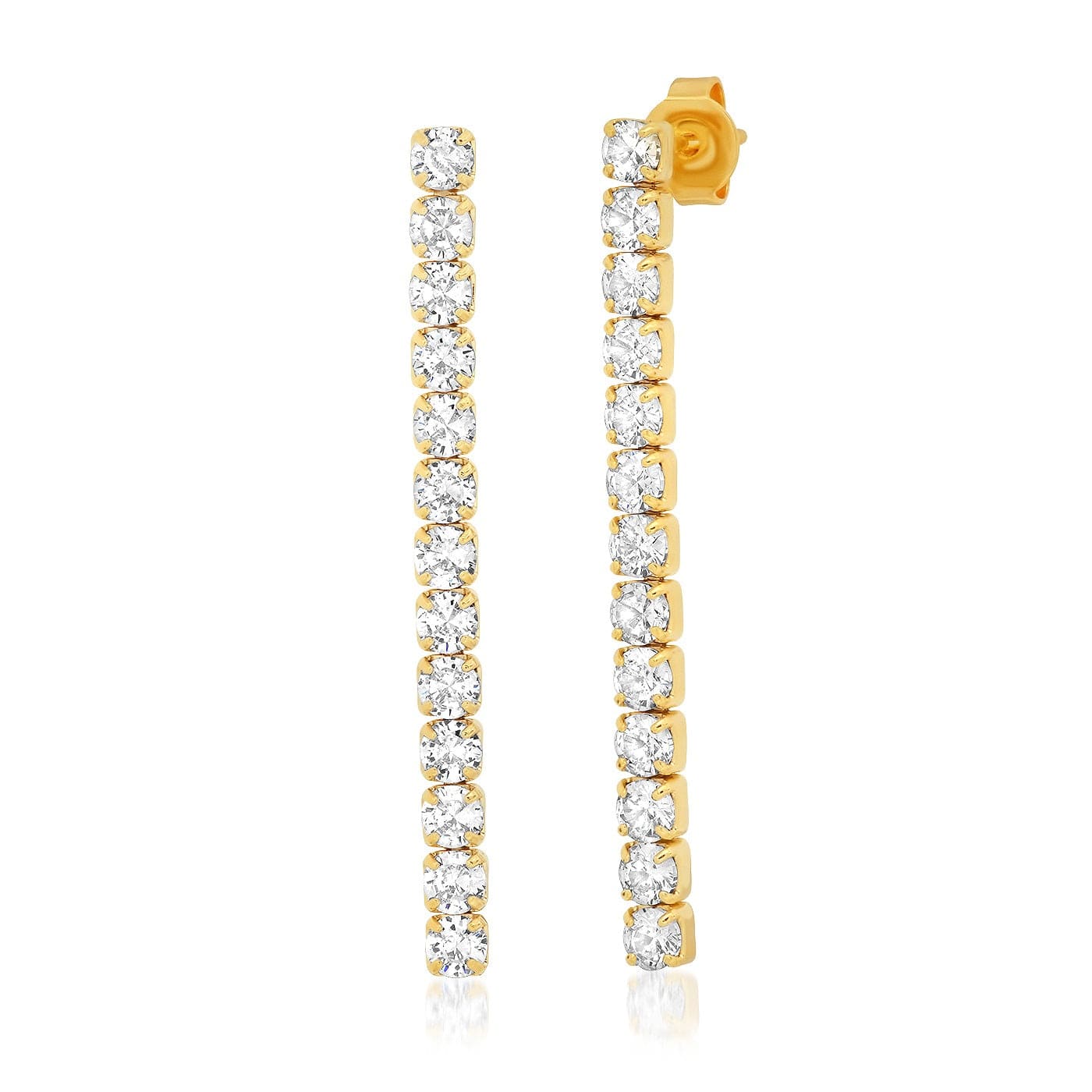 TAI JEWELRY Earrings Gold Vermeil Short Linear CZ Earrings