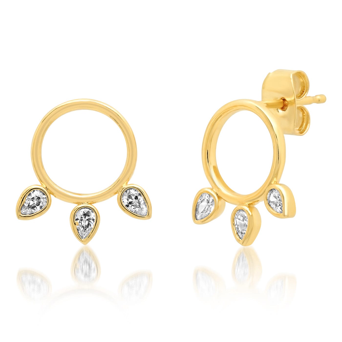 TAI JEWELRY | Sideways Hoop With Three Cz Tear Drops | Earrings |