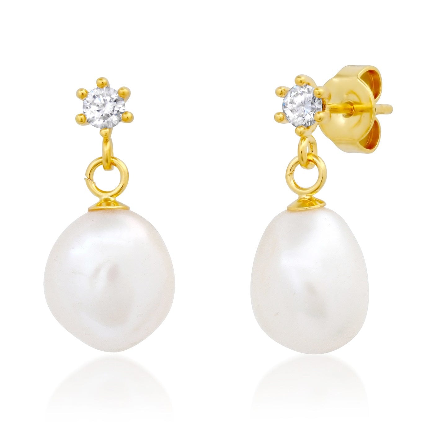 TAI JEWELRY Earrings Simple CZ with Pearl Drop
