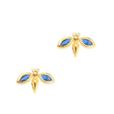 TAI JEWELRY | Simple Gold Bee Studs Accented With Montana Blue Stones | Earrings |