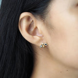 TAI JEWELRY | Simple Gold Bee Studs Accented With Montana Blue Stones | Earrings |