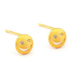 TAI JEWELRY Earrings Simple Gold Winky Face Post Stud
