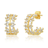 TAI JEWELRY | Vintage Leaf CZ Hoops | Earrings |