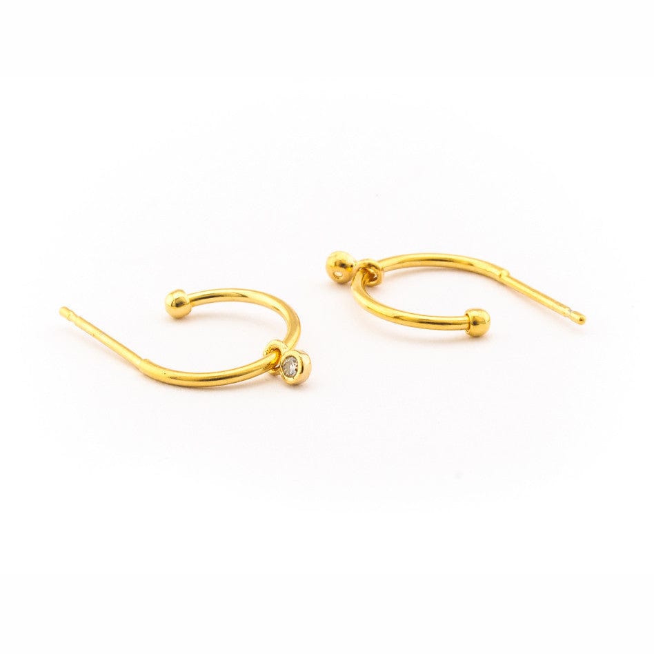 TAI JEWELRY Earrings Gold Small Hook Earring With Cz Charm