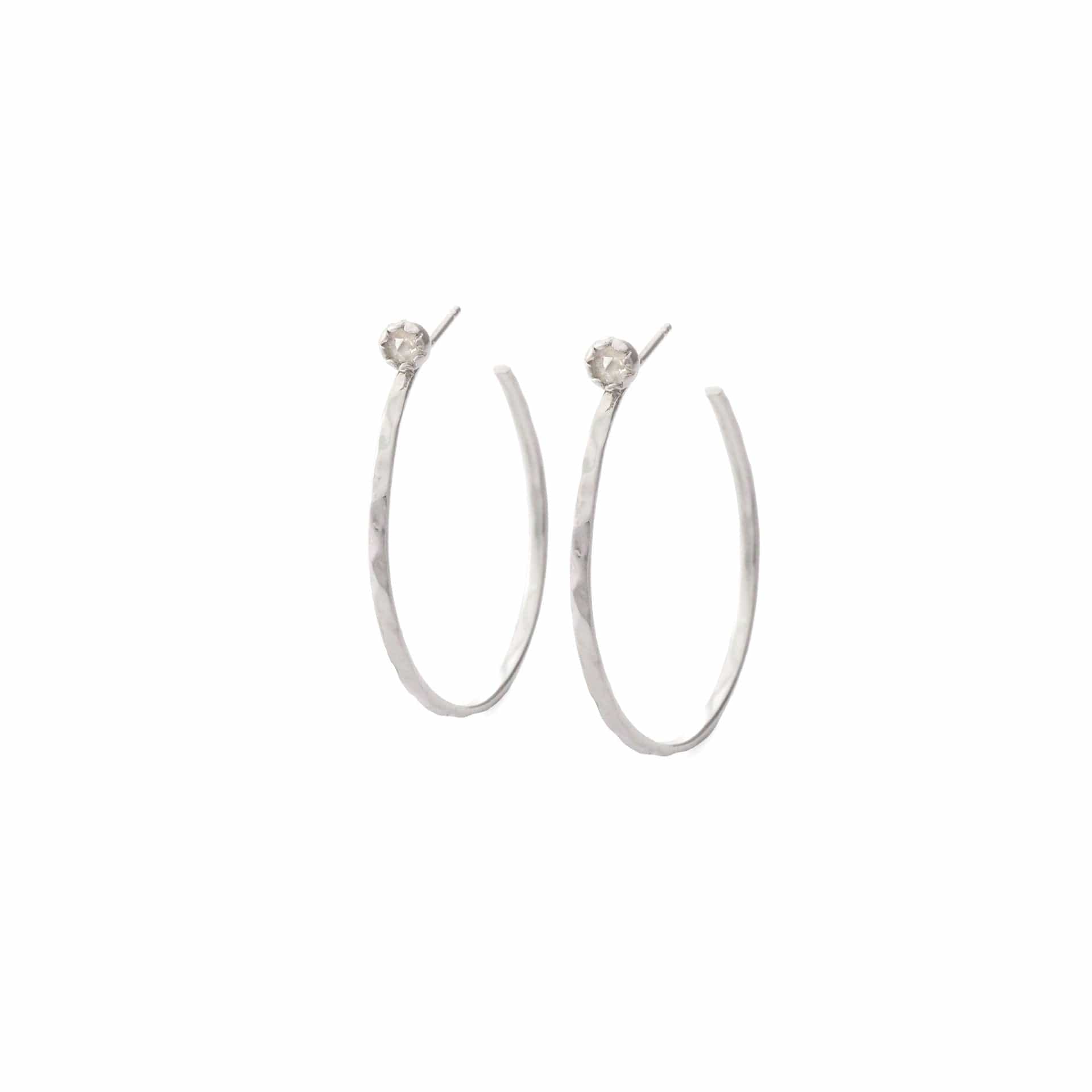 TAI JEWELRY Earrings SILVER / MOON Small Hoop Earrings With Stud
