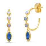 TAI JEWELRY Earrings Small Hoop With Opals And Glass Stone Dangle