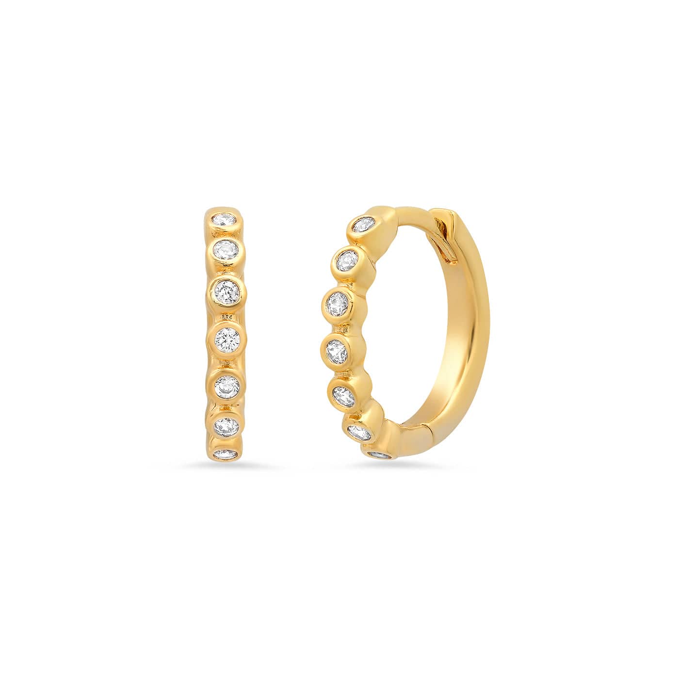 TAI JEWELRY | Small Huggies With Round CZ Accents | Earrings |