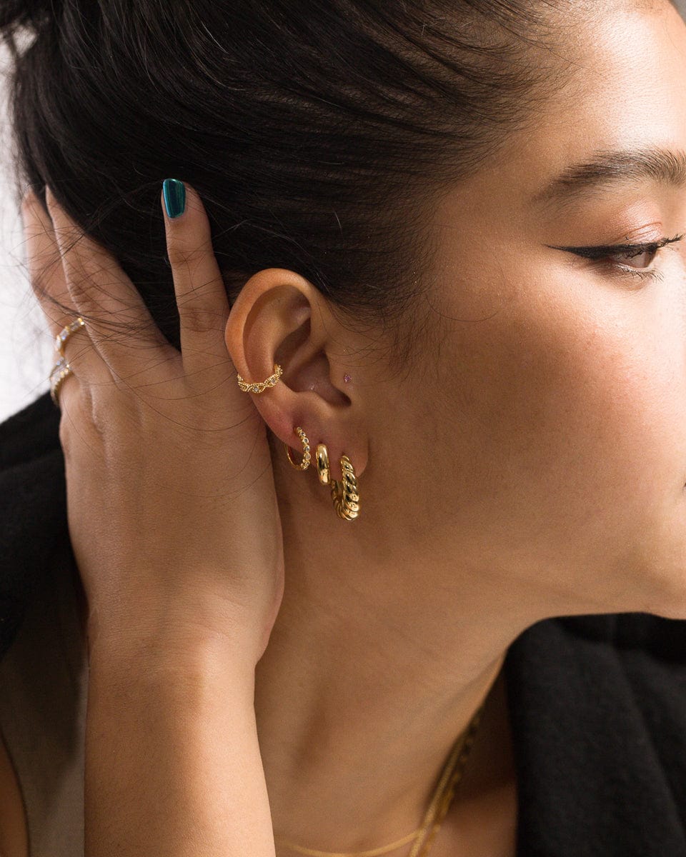 TAI JEWELRY | Small Huggies With Round CZ Accents | Earrings |
