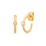 TAI JEWELRY Earrings Small Open Twist Hoops With Cz Accent