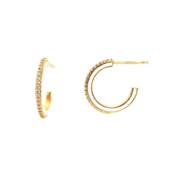 TAI JEWELRY Earrings White Small Pave Enamel Hoops