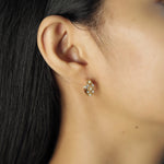 TAI JEWELRY Earrings Small Triple Row Gold Hoop With Pearl And Cz Accents