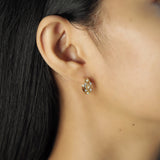 TAI JEWELRY Earrings Small Triple Row Gold Hoop With Pearl And Cz Accents
