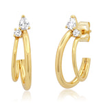 TAI JEWELRY Earrings Split High Low Hoop with CZ