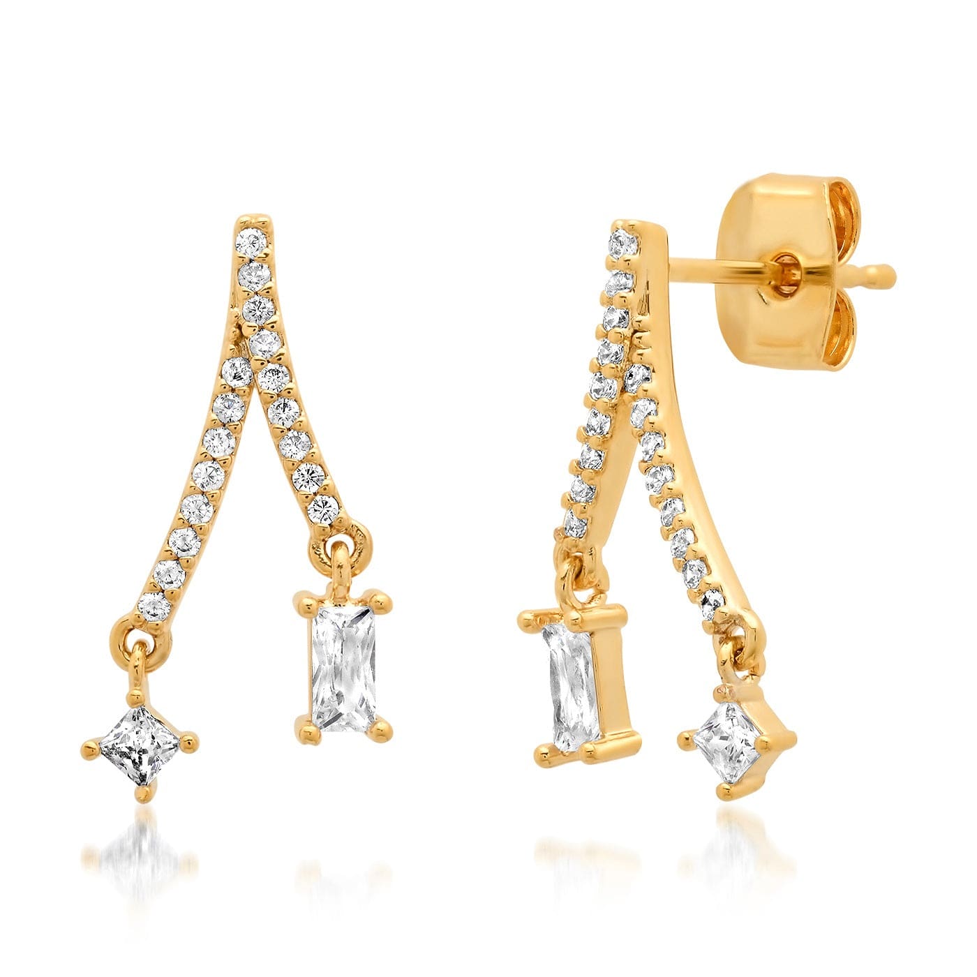 TAI JEWELRY Earrings Split Linear Pave Cz Earring