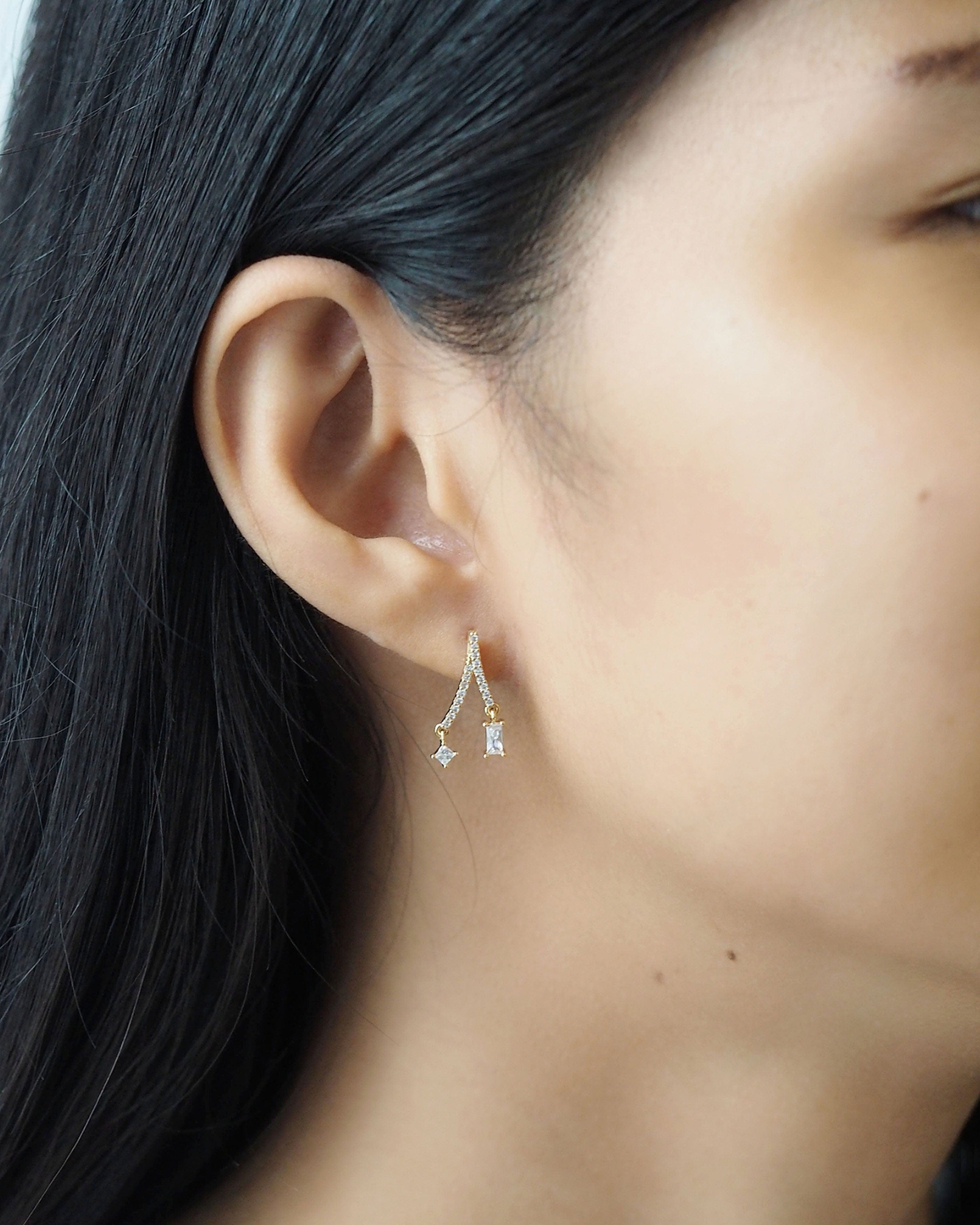 TAI JEWELRY Earrings Split Linear Pave Cz Earring