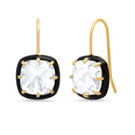 TAI JEWELRY Earrings Square Shaped Cz Dangle With Enamel Bezel