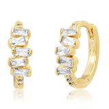 TAI JEWELRY Earrings Clear Stacked Baguette Huggies