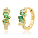 TAI JEWELRY Earrings Green Stacked Baguette Huggies