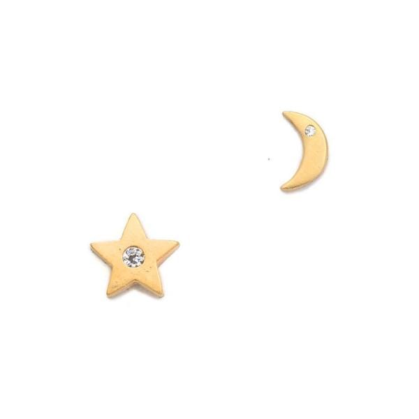 TAI JEWELRY Earrings Star And Moon Studs