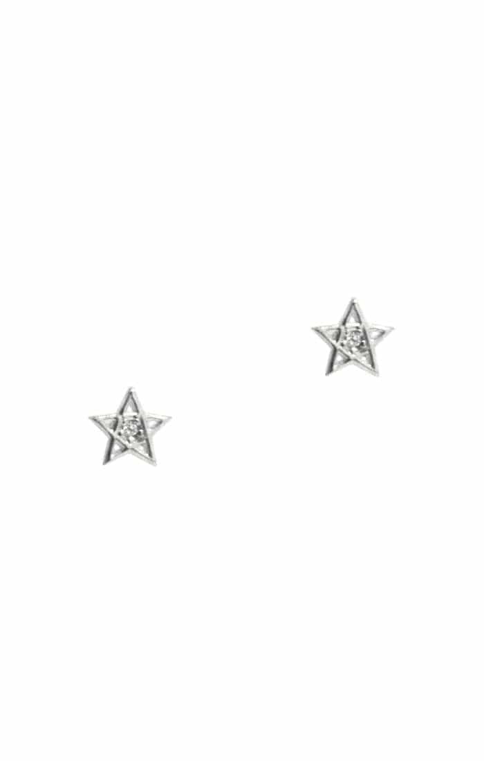 TAI JEWELRY earrings SILVER Star Stud With Cz Accent