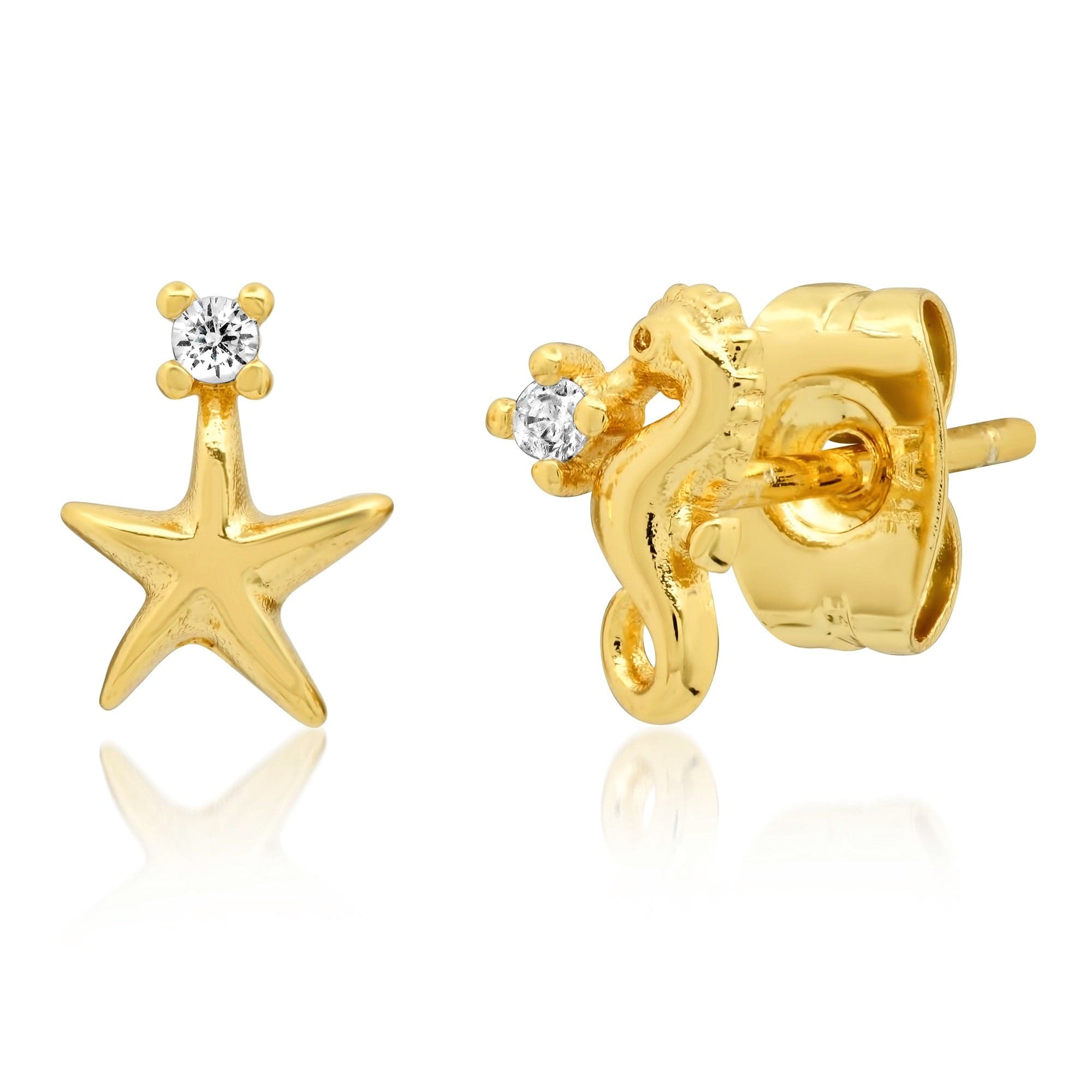 TAI JEWELRY Earrings Starfish And Seahorse Mismatched Studs