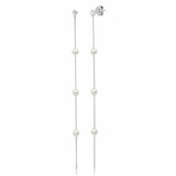 TAI JEWELRY Earrings Sterling Silver Linear Dangle Earring With Fresh Water Pearl Stations