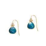 TAI JEWELRY Earrings Jade Stone Drop Earring With Triple CZ Detail
