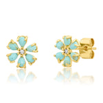 TAI JEWELRY Earrings Turquoise Stone Petal Flower Post