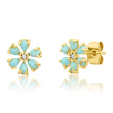 TAI JEWELRY | Stone Petal Flower Post | Earrings |