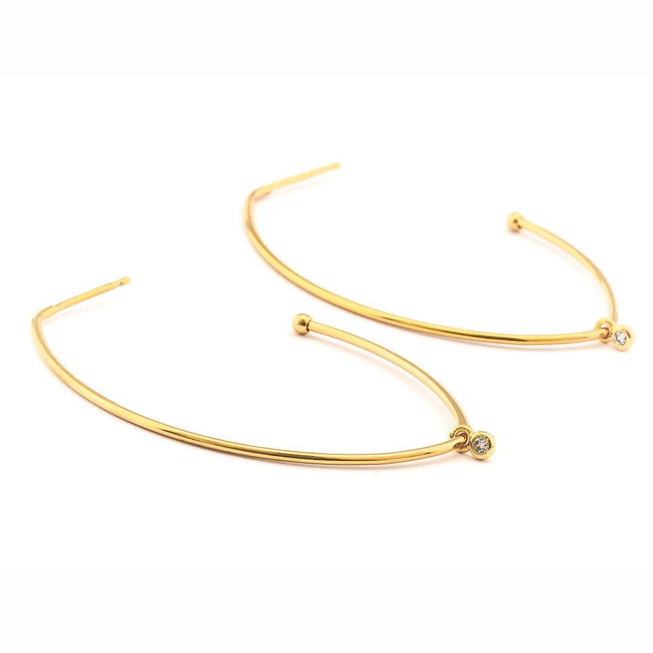 TAI JEWELRY | Tear Shaped Hoop Earrings With Small Cz Charm | Earrings |