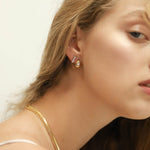 TAI JEWELRY | Tear Shaped Huggie with Embedded CZ Stone | Earrings |