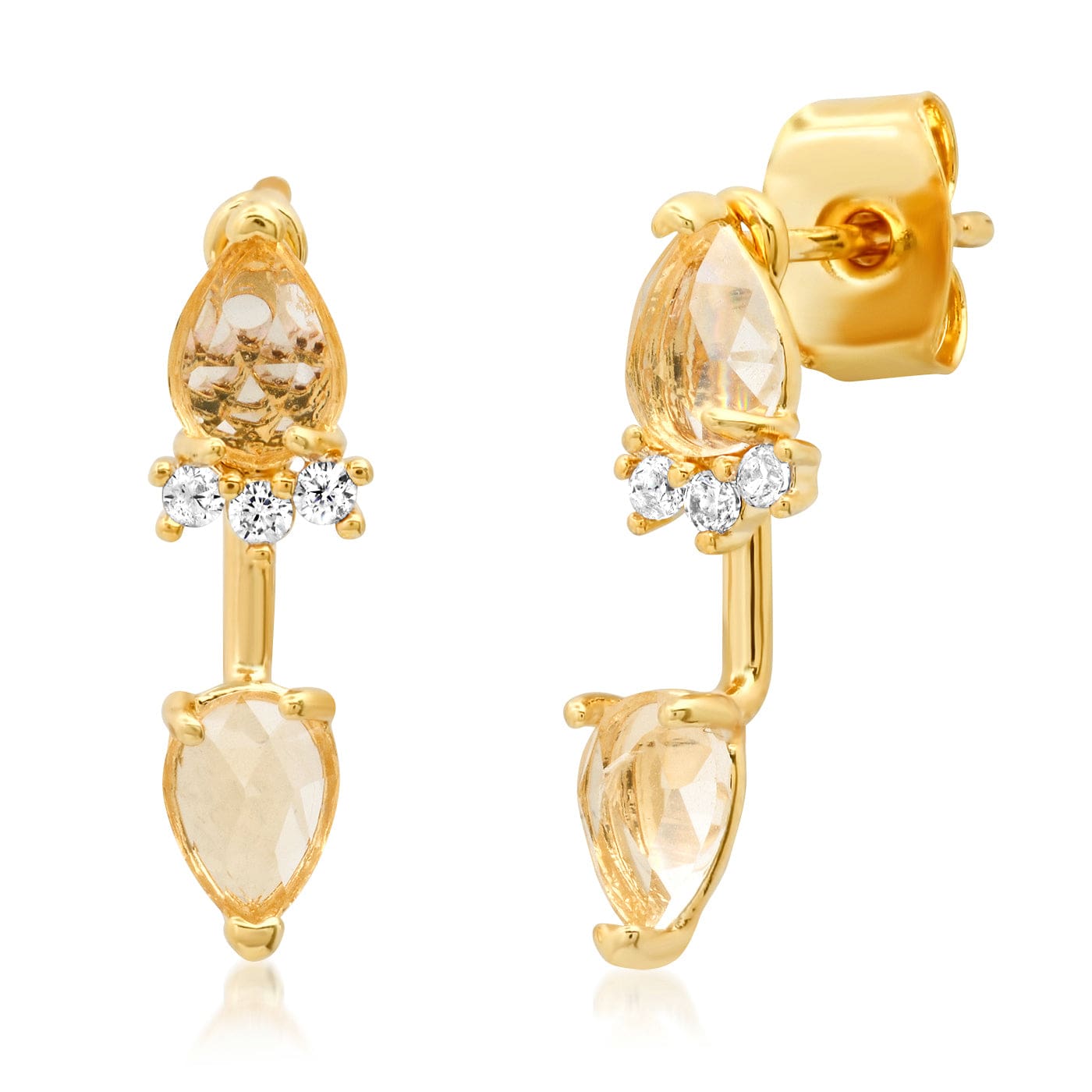 TAI JEWELRY Earrings Gold Teardrop Ear Jacket