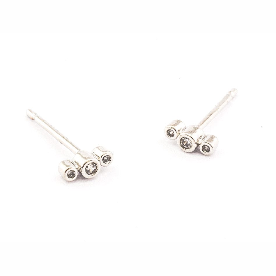 TAI JEWELRY Earrings SILVER Three Cz Post Earring