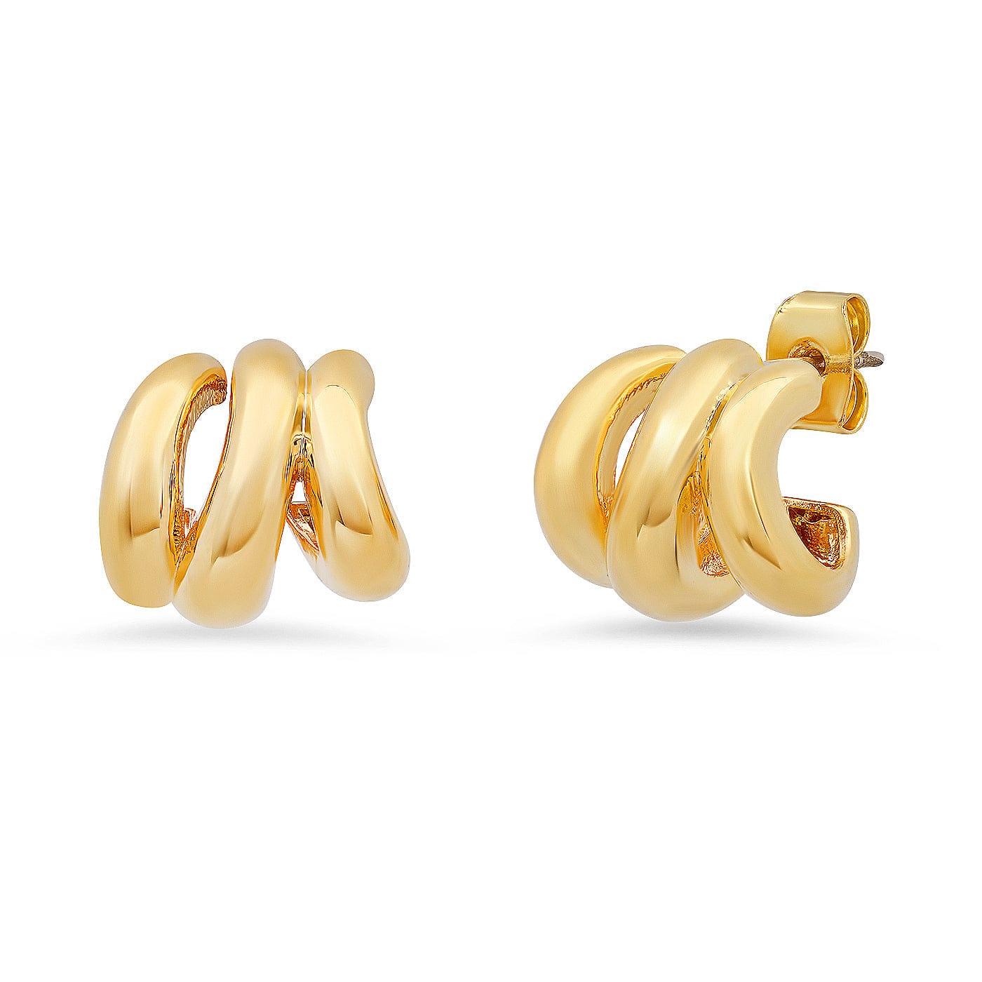 TAI JEWELRY Earrings Three Row Abstract Huggie