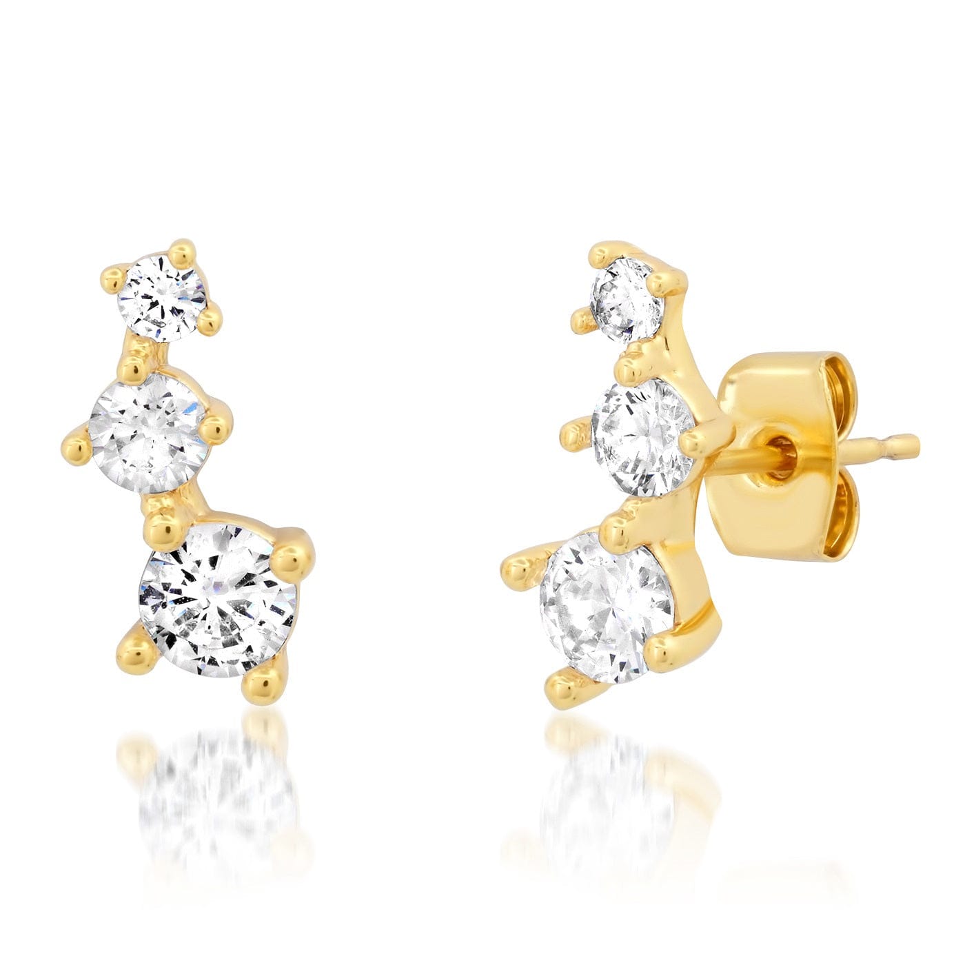 TAI JEWELRY Earrings Three Stone CZ Crawler