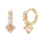 TAI JEWELRY Earrings Ice Pink Three Stone Drop Huggie Earrings