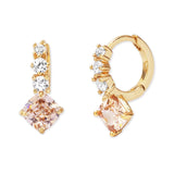 TAI JEWELRY Earrings Ice Pink Three Stone Drop Huggie Earrings