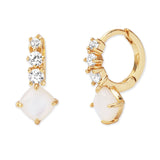 TAI JEWELRY Earrings White Three Stone Drop Huggie Earrings