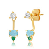 TAI JEWELRY Earrings Three Stone Ear Jacket