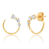 TAI JEWELRY Earrings Triple Pear Shaped Cz Front Facing Hoop