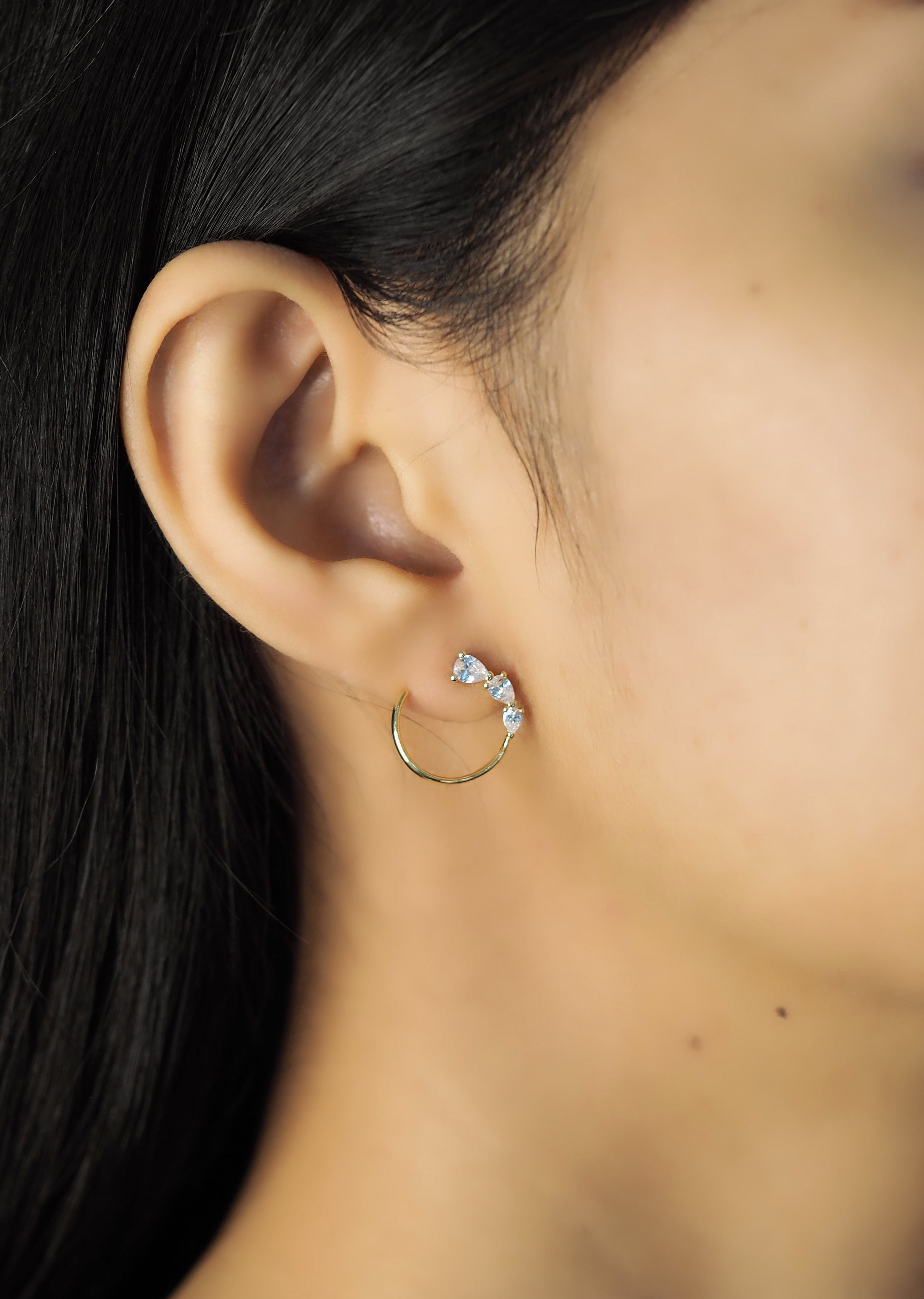 TAI JEWELRY Earrings Triple Pear Shaped Cz Front Facing Hoop