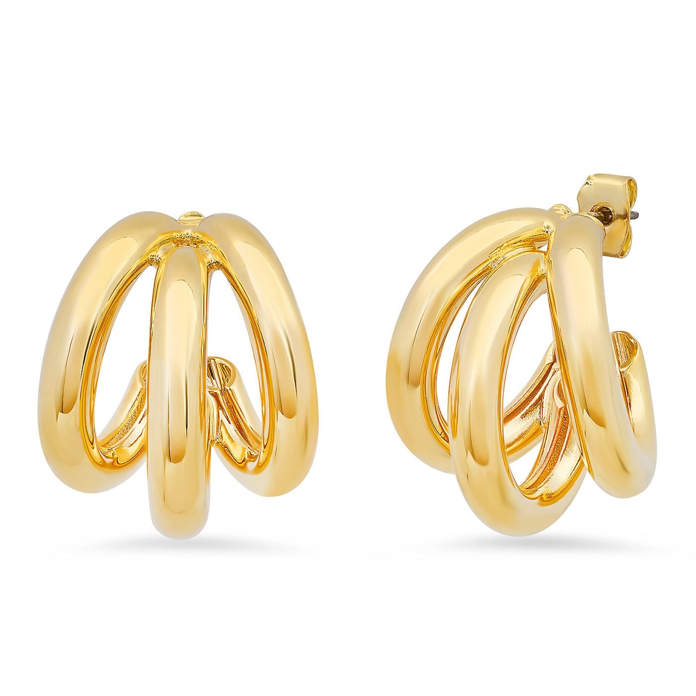 TAI JEWELRY | Triple Row Tubular Gold Hoop | Earrings |