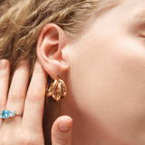 TAI JEWELRY | Triple Row Tubular Gold Hoop | Earrings |